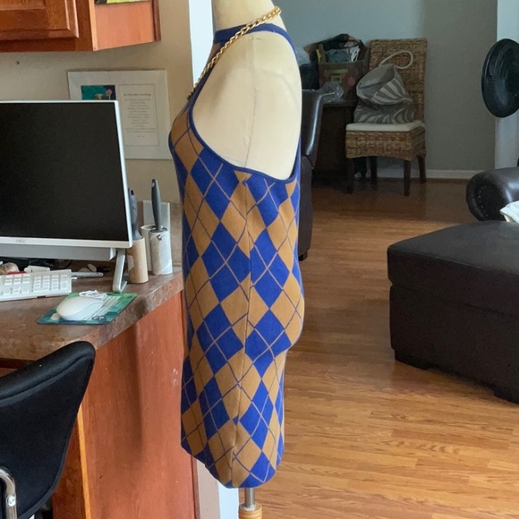 NWOT URBAN OUTFITTERS Blue & Brown Argyle Mini Knit in Size M - Picture 3 of 11